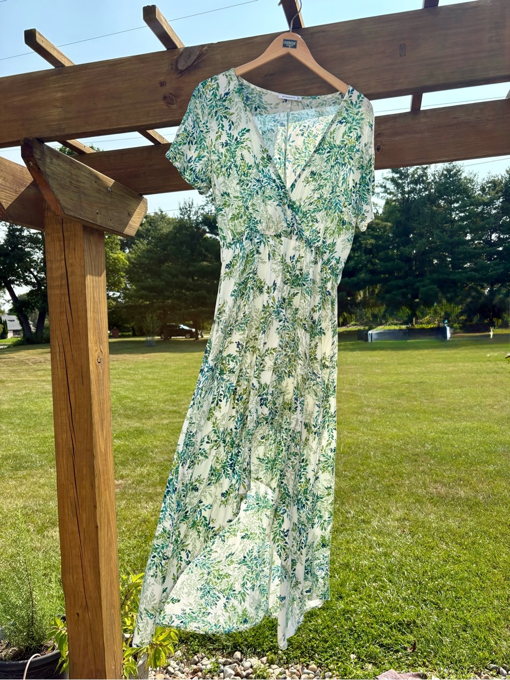 Staccato Green and White Botanical Boutique High-Low Dress Size L